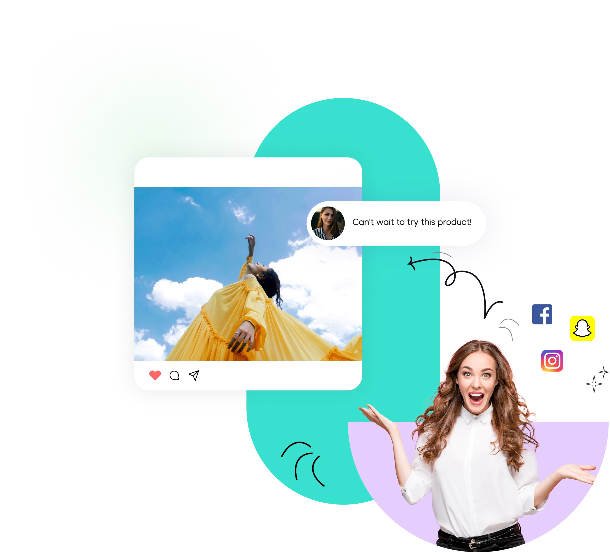Paid Media illustration showing Facebook, Snapchat, and Instagram advertising options