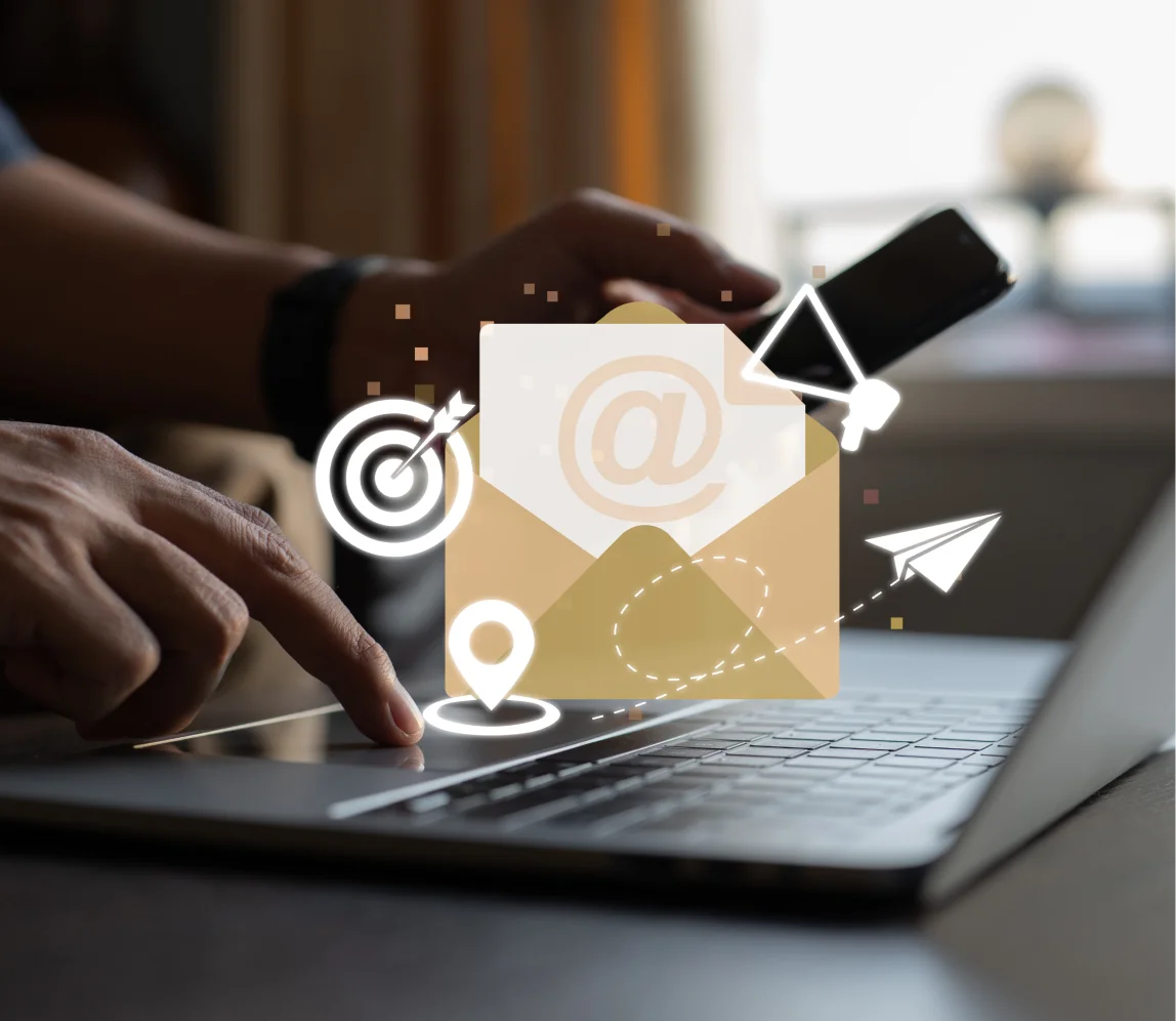 Email Marketing being conducted on laptop